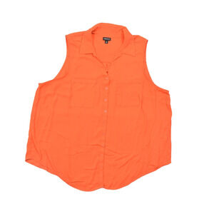 Torrid Women's Plus Size 3 Orange Sleeveless Button Down Blouse Polyester